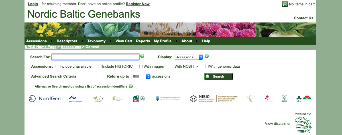 Screenshot of the new web interface to NBIS