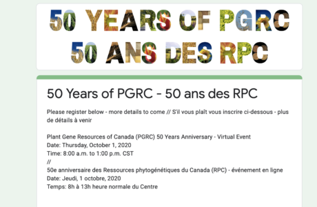 Kuva kutsusta Kanadan geenipankin 50-vuotisjuhliin