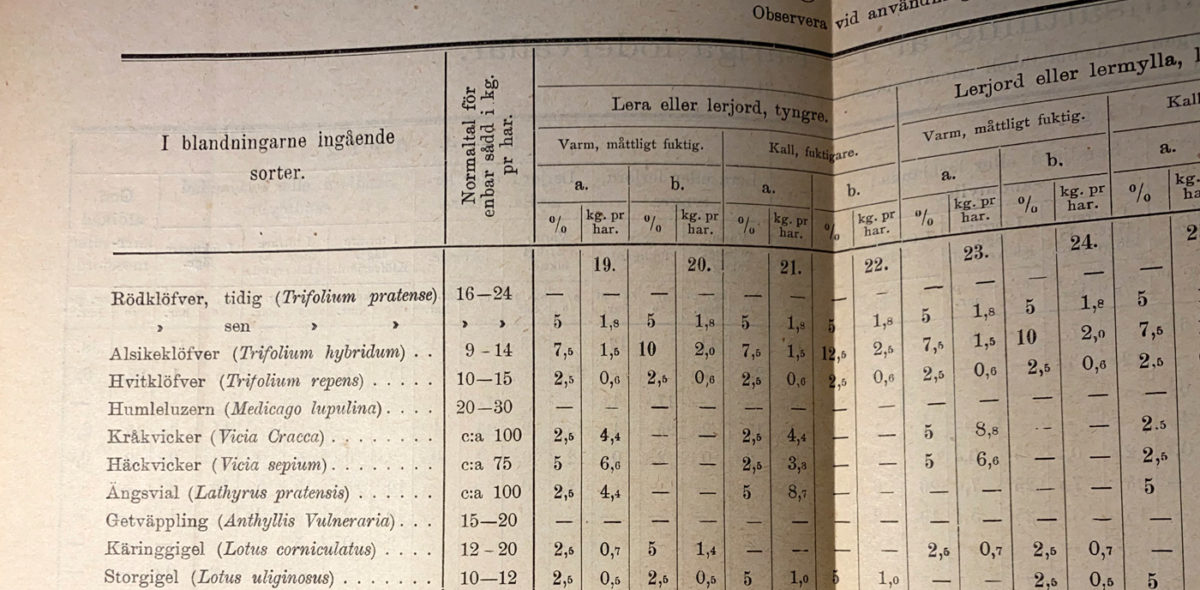 Image of a chart from old seed company