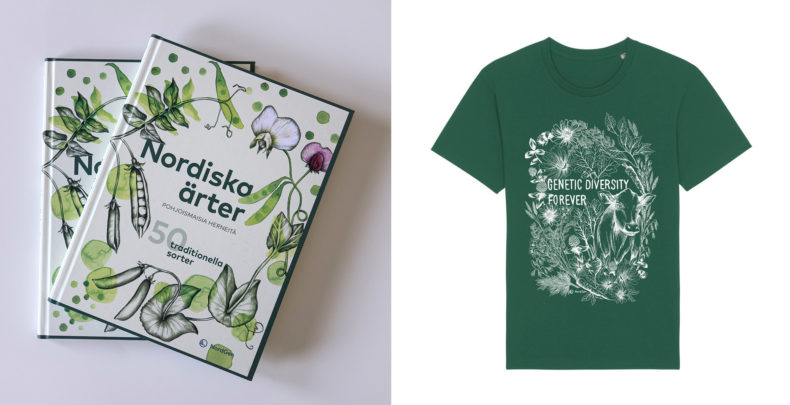 Nya produkter! Så här ser boken "Nordiska ärter" och de gröna t-shirtarna ut. 
